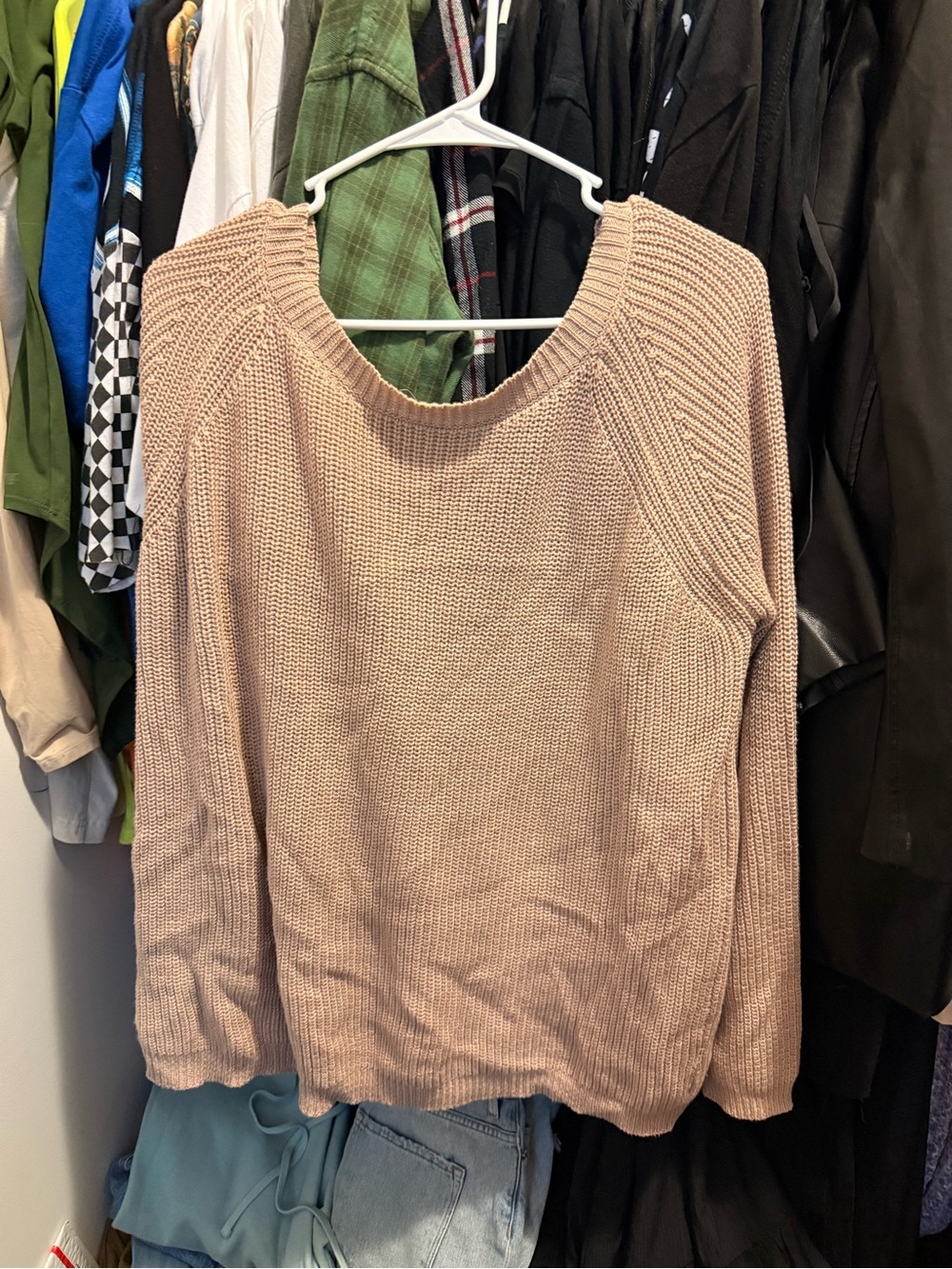 Classic Scoop Neck Crew Sweater in Taupe
